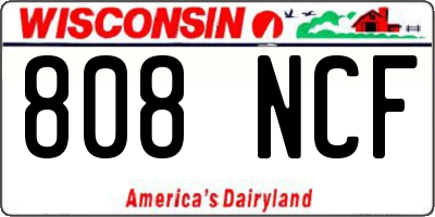 WI license plate 808NCF