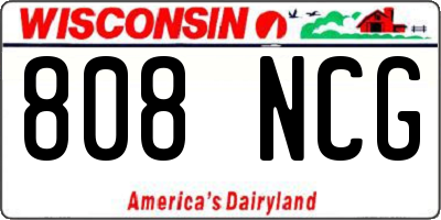 WI license plate 808NCG