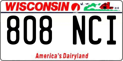 WI license plate 808NCI