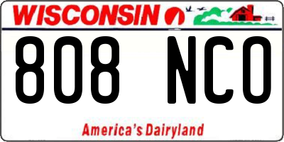 WI license plate 808NCO