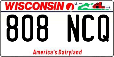 WI license plate 808NCQ