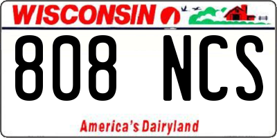 WI license plate 808NCS