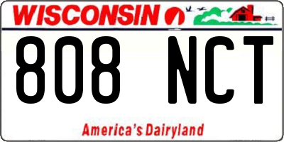 WI license plate 808NCT