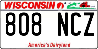 WI license plate 808NCZ