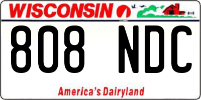 WI license plate 808NDC