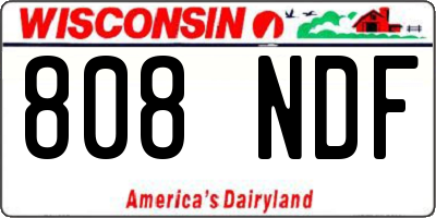 WI license plate 808NDF
