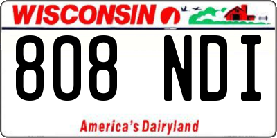 WI license plate 808NDI