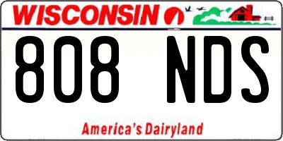 WI license plate 808NDS