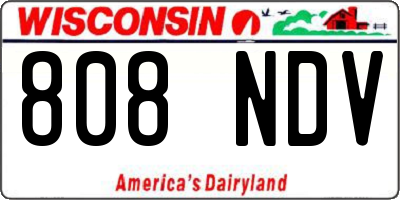 WI license plate 808NDV