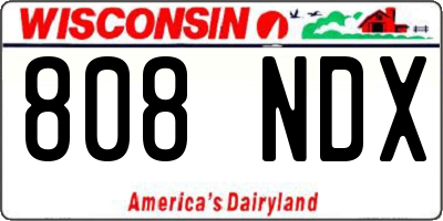 WI license plate 808NDX