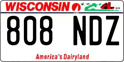 WI license plate 808NDZ