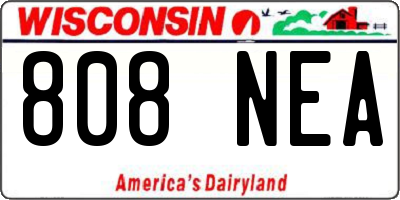 WI license plate 808NEA
