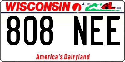 WI license plate 808NEE