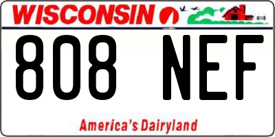 WI license plate 808NEF