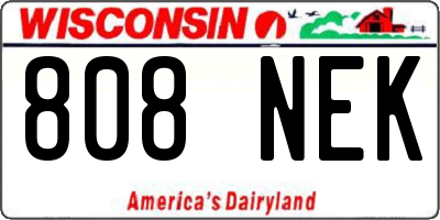 WI license plate 808NEK