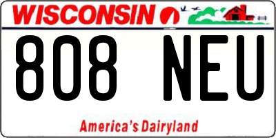 WI license plate 808NEU