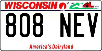 WI license plate 808NEV