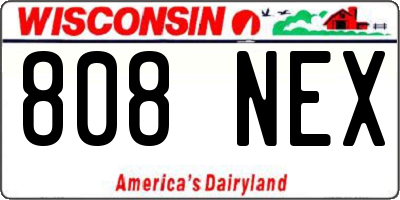 WI license plate 808NEX
