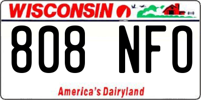 WI license plate 808NFO
