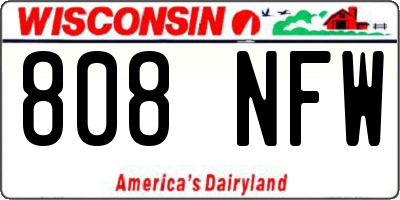 WI license plate 808NFW