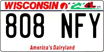 WI license plate 808NFY