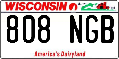 WI license plate 808NGB