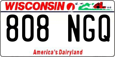WI license plate 808NGQ