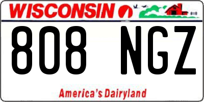 WI license plate 808NGZ