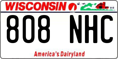 WI license plate 808NHC