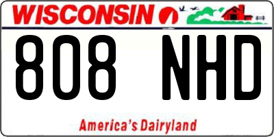 WI license plate 808NHD