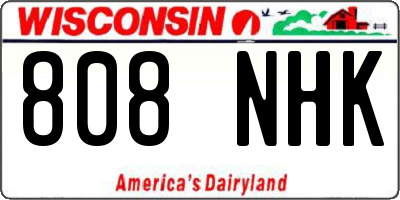 WI license plate 808NHK
