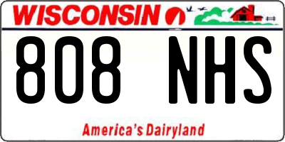 WI license plate 808NHS