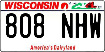 WI license plate 808NHW