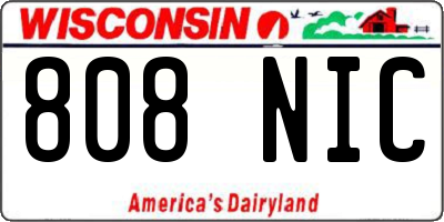 WI license plate 808NIC