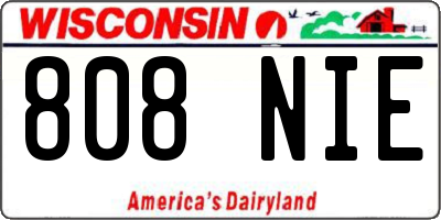 WI license plate 808NIE
