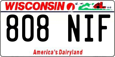WI license plate 808NIF