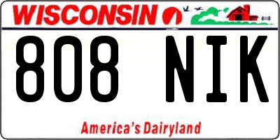 WI license plate 808NIK