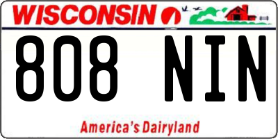 WI license plate 808NIN