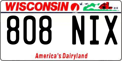 WI license plate 808NIX