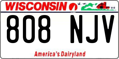 WI license plate 808NJV
