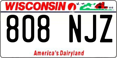 WI license plate 808NJZ