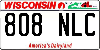 WI license plate 808NLC