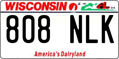WI license plate 808NLK