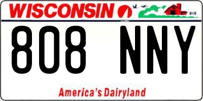 WI license plate 808NNY