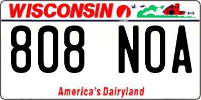WI license plate 808NOA