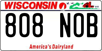 WI license plate 808NOB