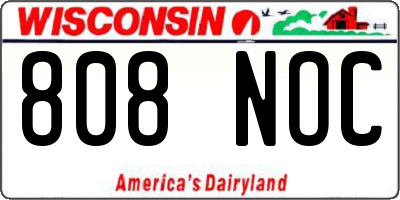 WI license plate 808NOC