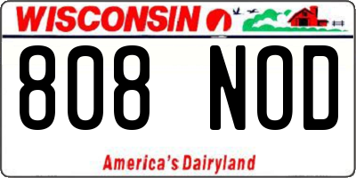 WI license plate 808NOD