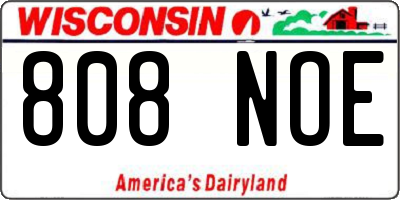 WI license plate 808NOE