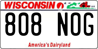 WI license plate 808NOG